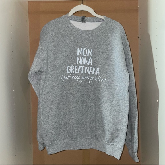 Gray Sweatshirt Mom, Nana, Great Nana Long Sleeve White Writing Grandma Gift - Picture 3 of 8